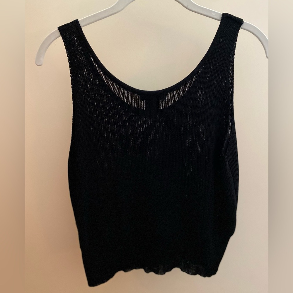VTG Donna Karan New York Black Knit Cropped Vest Top Size M - Picture 9 of 9